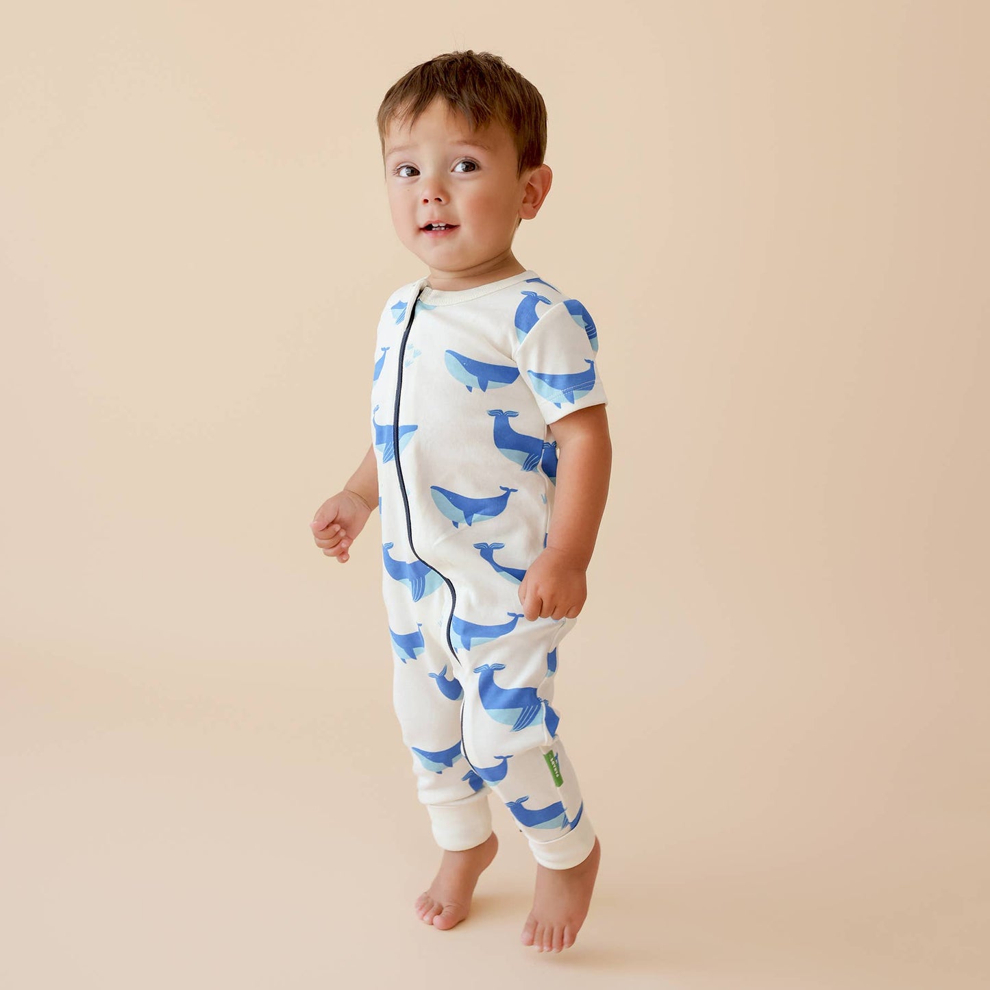 Signature Print '2-Way' Zip Romper - Short Sleeve