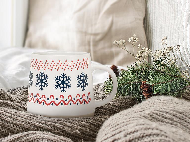 Wide Base Nordic Pattern Mug