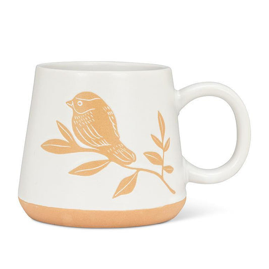 Oversized Mug with a Bird on a Branch