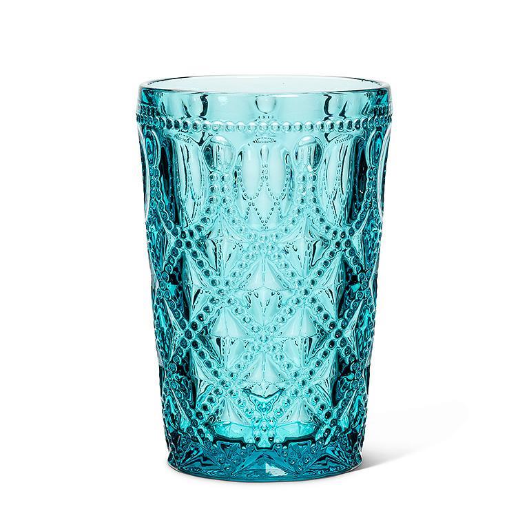 Turquoise Beaded Glass Highball