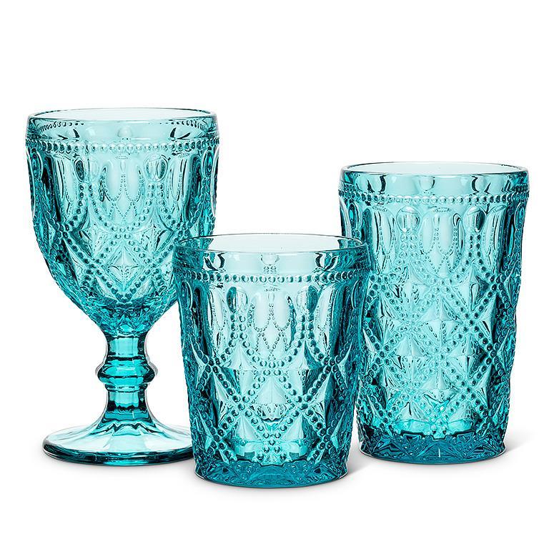 Turquoise Beaded Glass Highball