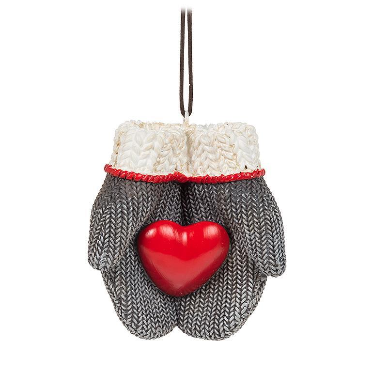 Mittens with heart ornament