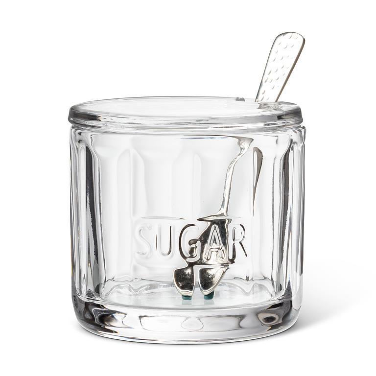 Sugar Pot with Lid and small hammered spoon