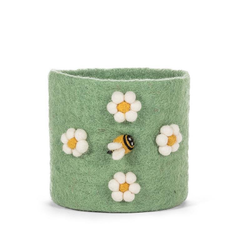 Pom Pom Bee Planter Green 4"