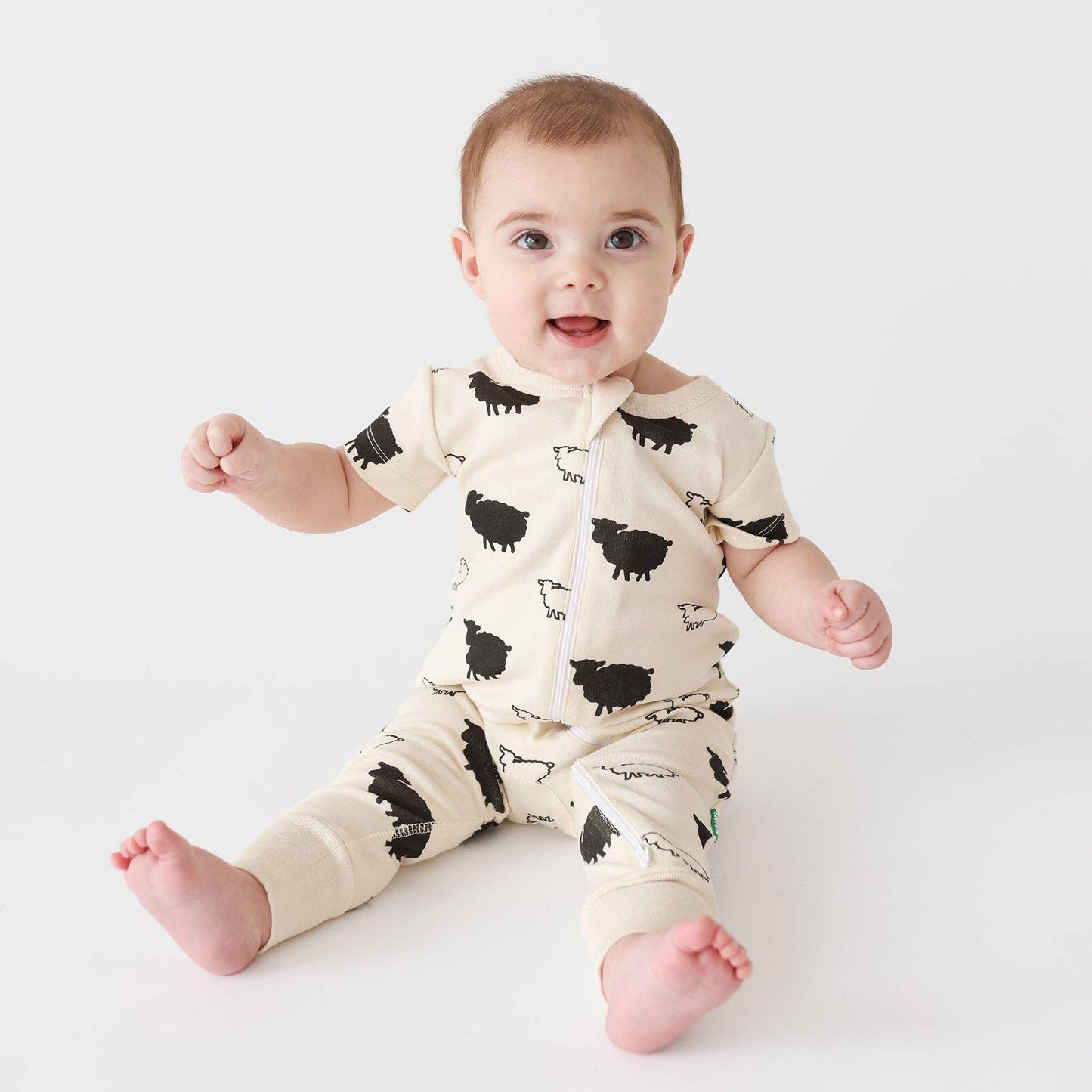 Signature Print '2-Way' Zip Romper - Short Sleeve