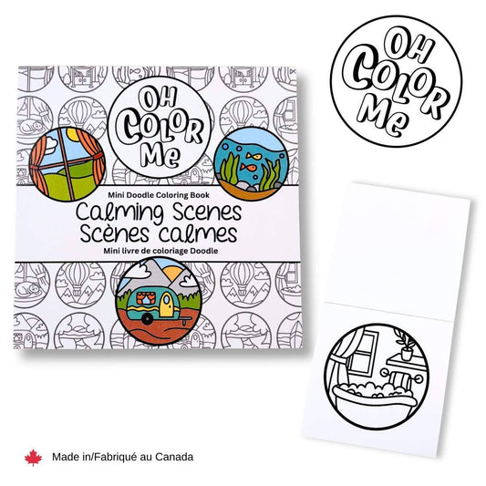 Mini Coloring Book Calming Scenes, 4"x4", Stocking Stuffers
