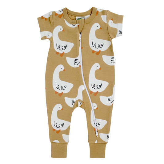 Signature Print '2-Way' Zip Romper - Short Sleeve