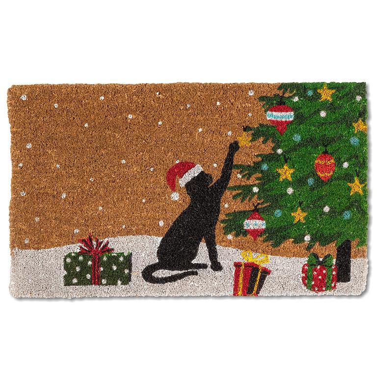 Playful Kitty Doormat Chirstmas