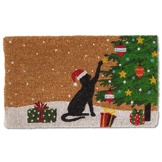 Playful Kitty Doormat Chirstmas