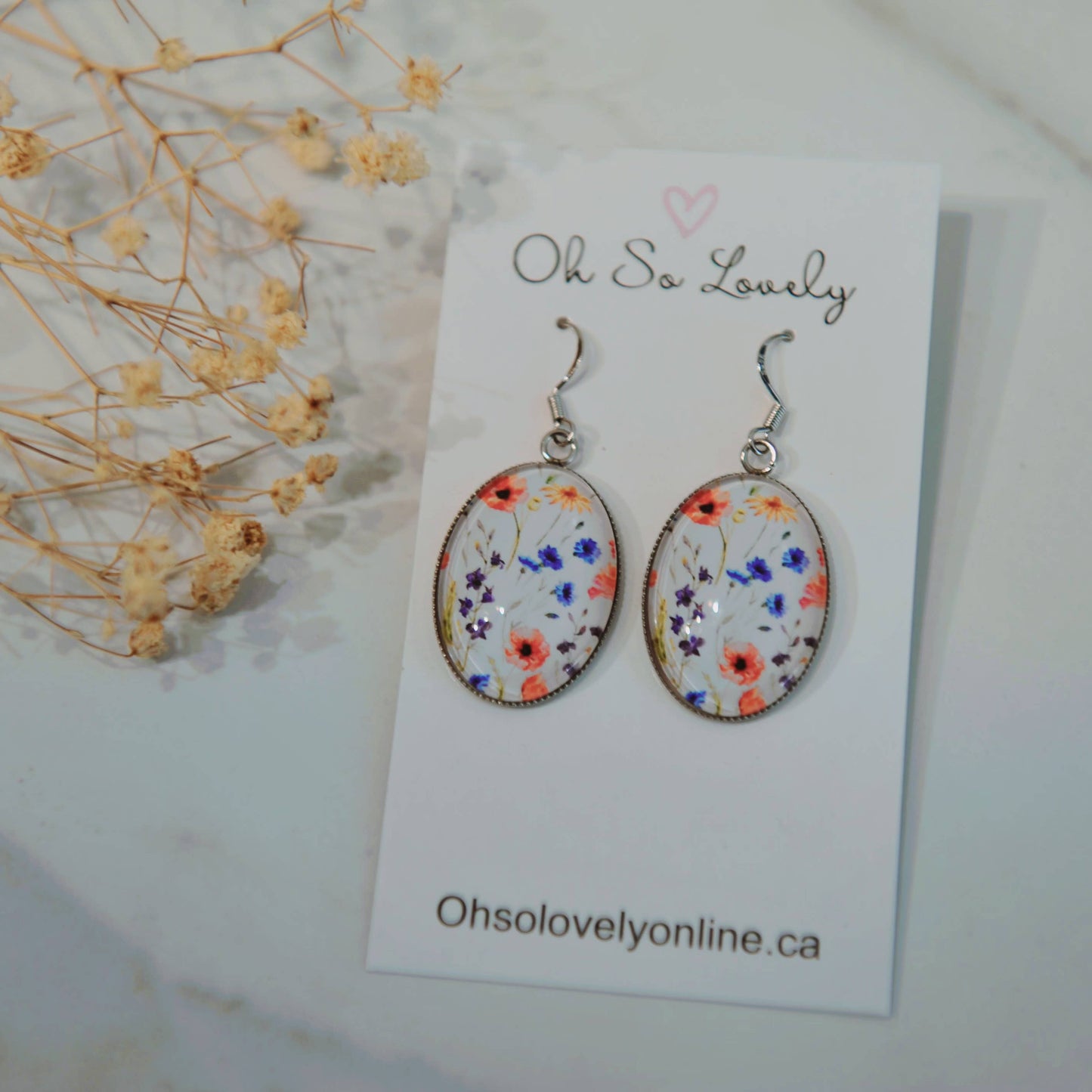 Poppy Wildflowers Drop Earrings