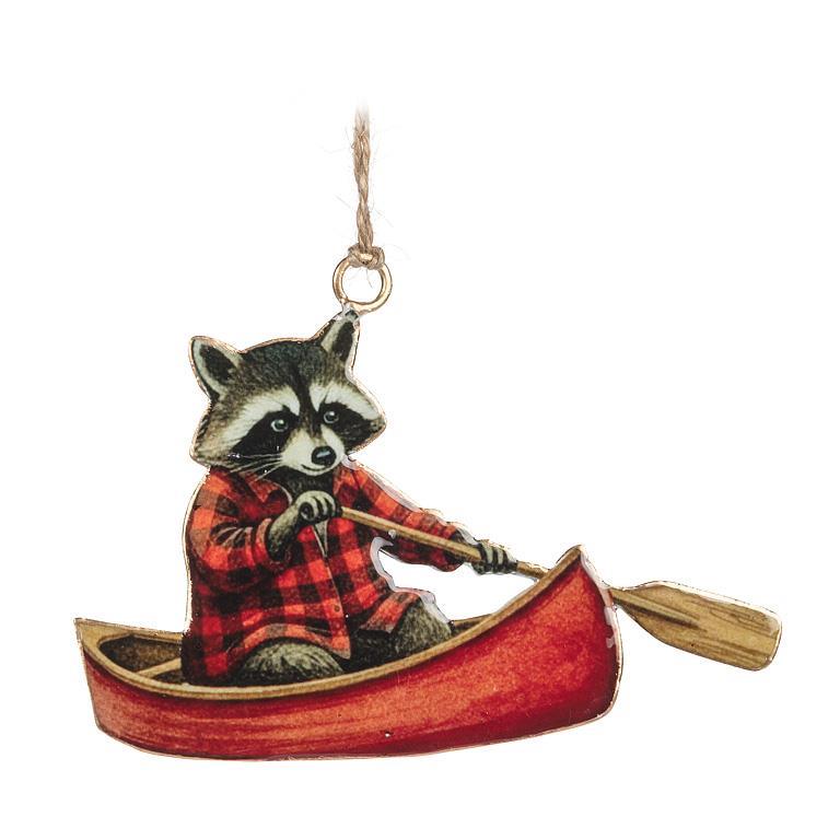 Canoe Racoon Ornament