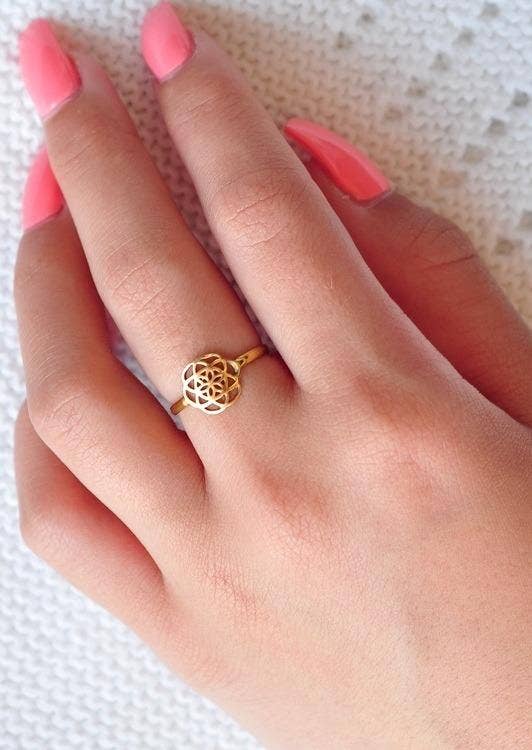 Seed of Life Ring Small Brass-