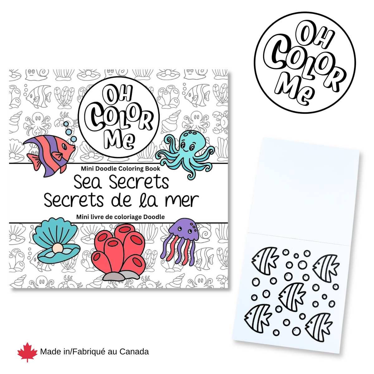 Mini Coloring Book Sea Secrets, 4"x4", Stocking Stuffers