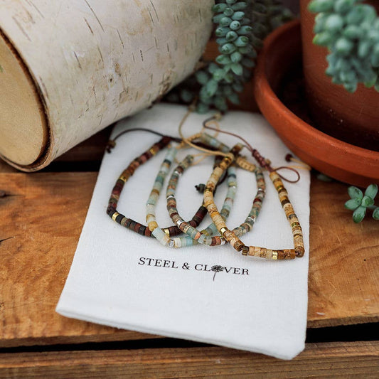 Pipestone Bead & Stone Bracelet