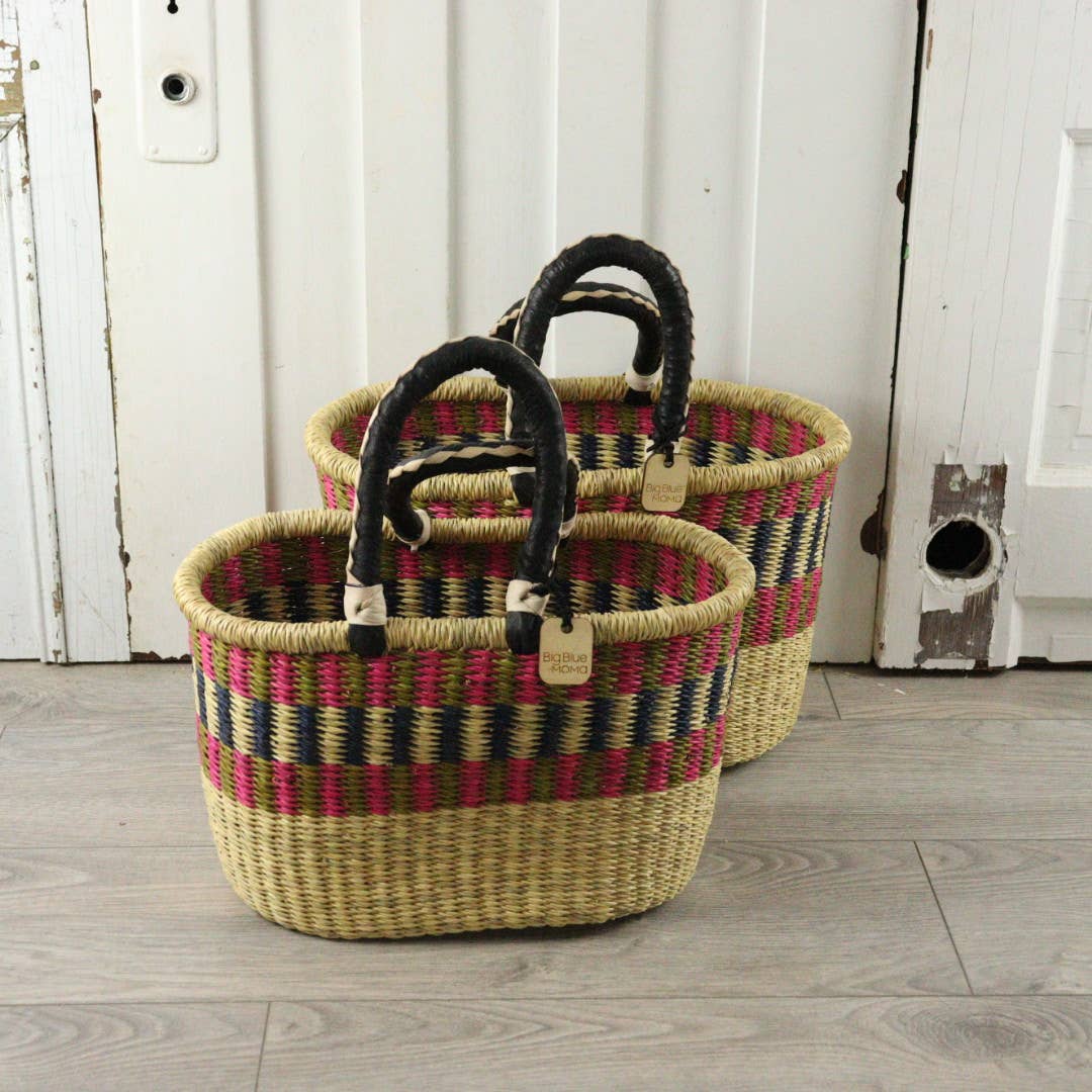 Oval Basket with Two Handles Medium - Traditional Palette