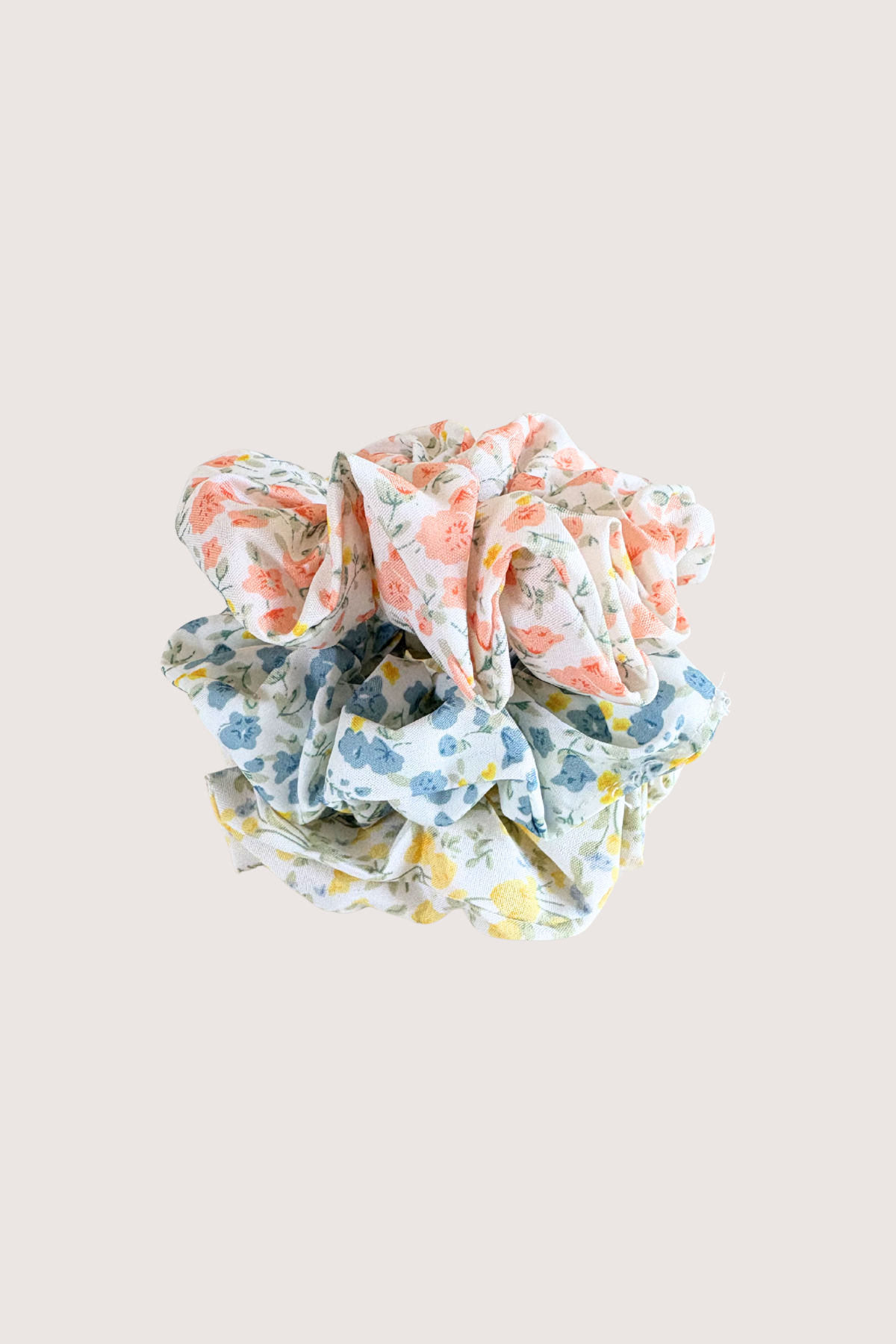 Spring Floral Hair Scrunchie Trio