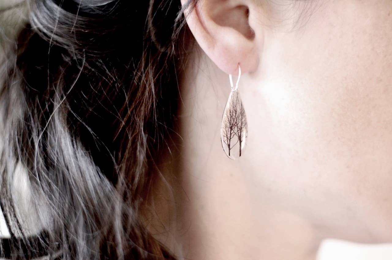 Drip Green Tree Earrings