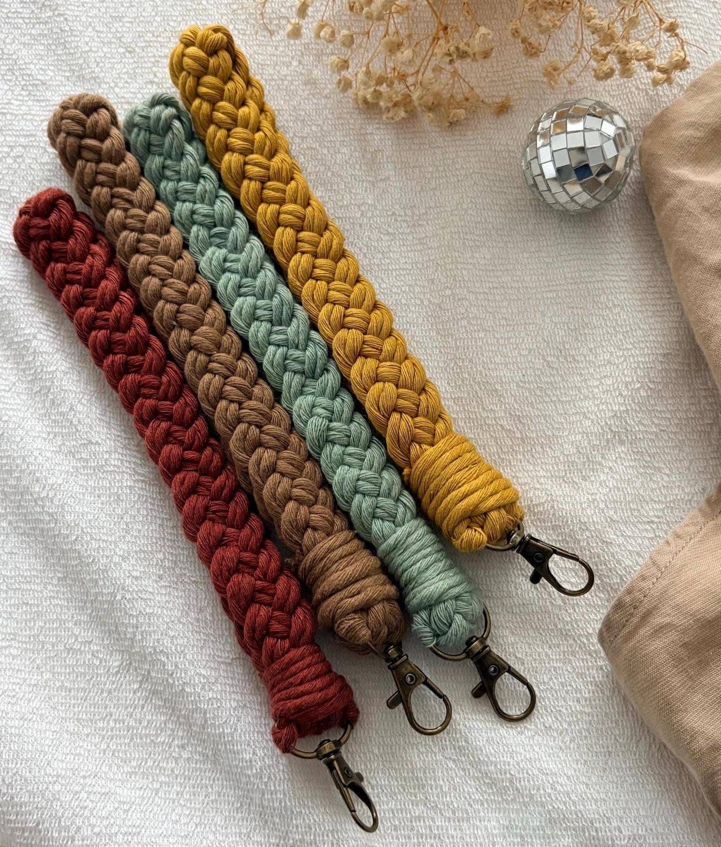 Handmade Macrame Cotton Boho Wristlet Keychain for Women