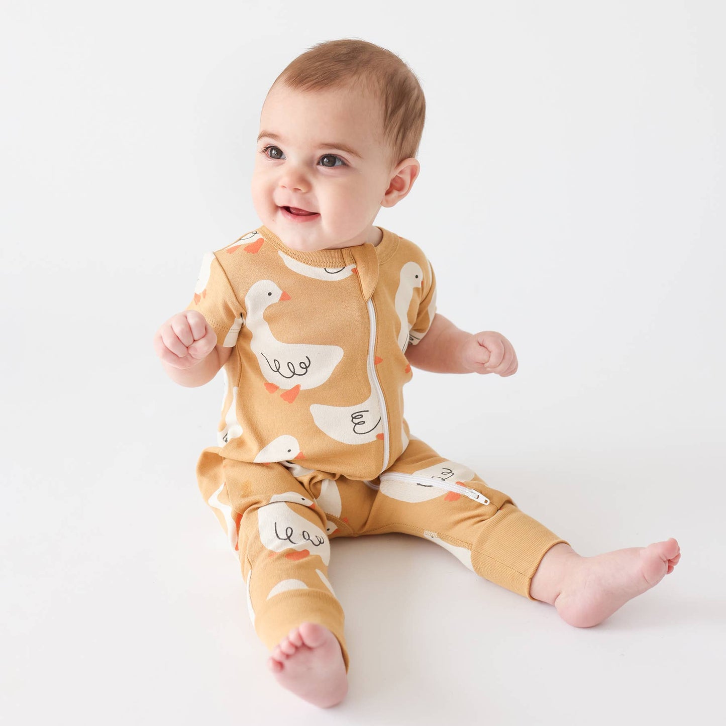 Signature Print '2-Way' Zip Romper - Short Sleeve