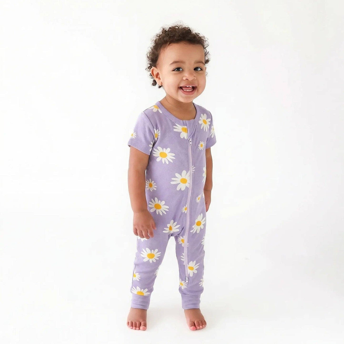 Signature Print '2-Way' Zip Romper - Short Sleeve