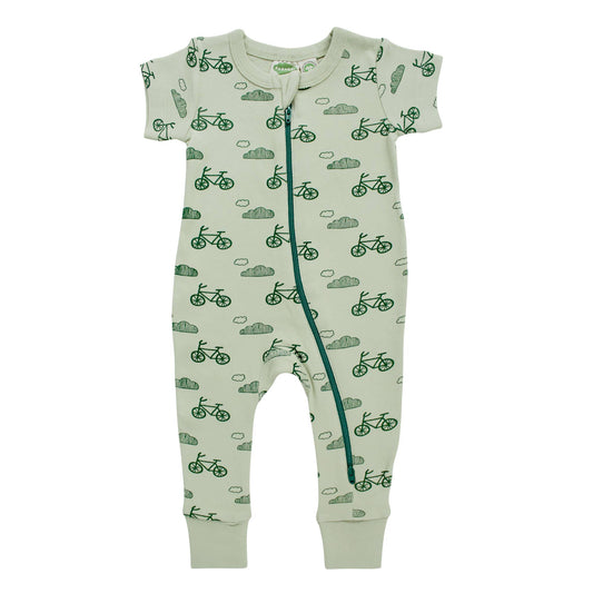 Signature Print '2-Way' Zip Romper - Short Sleeve: Bicycles / 2T