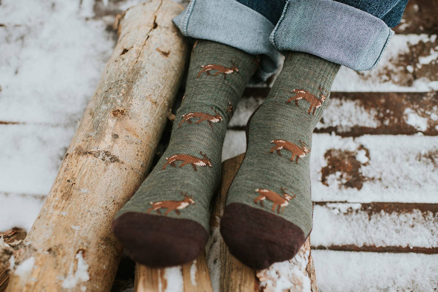 Men's Merino Wool Socks | Deers | Nature & Outdoors | Warm