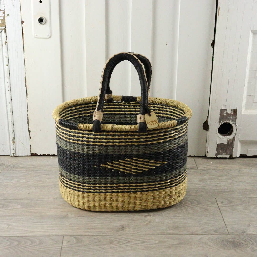 Oval Basket with Two Handles Medium - Traditional Palette