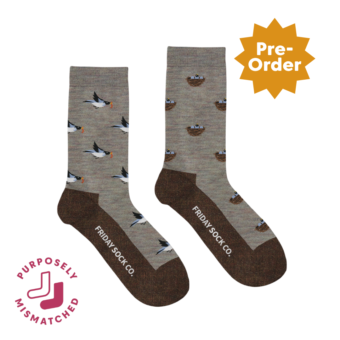 Women's Baby Bird & Mama Bird Wool Socks - Bird Lover Gift