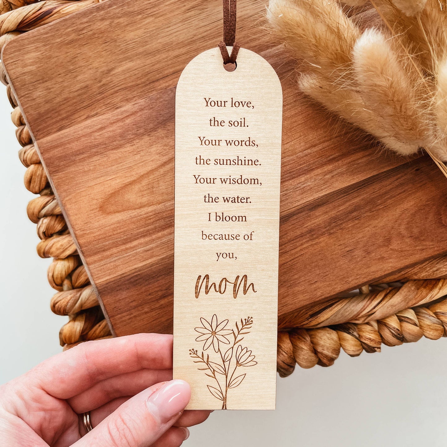 Mom Quote Wooden Engraved Bookmark