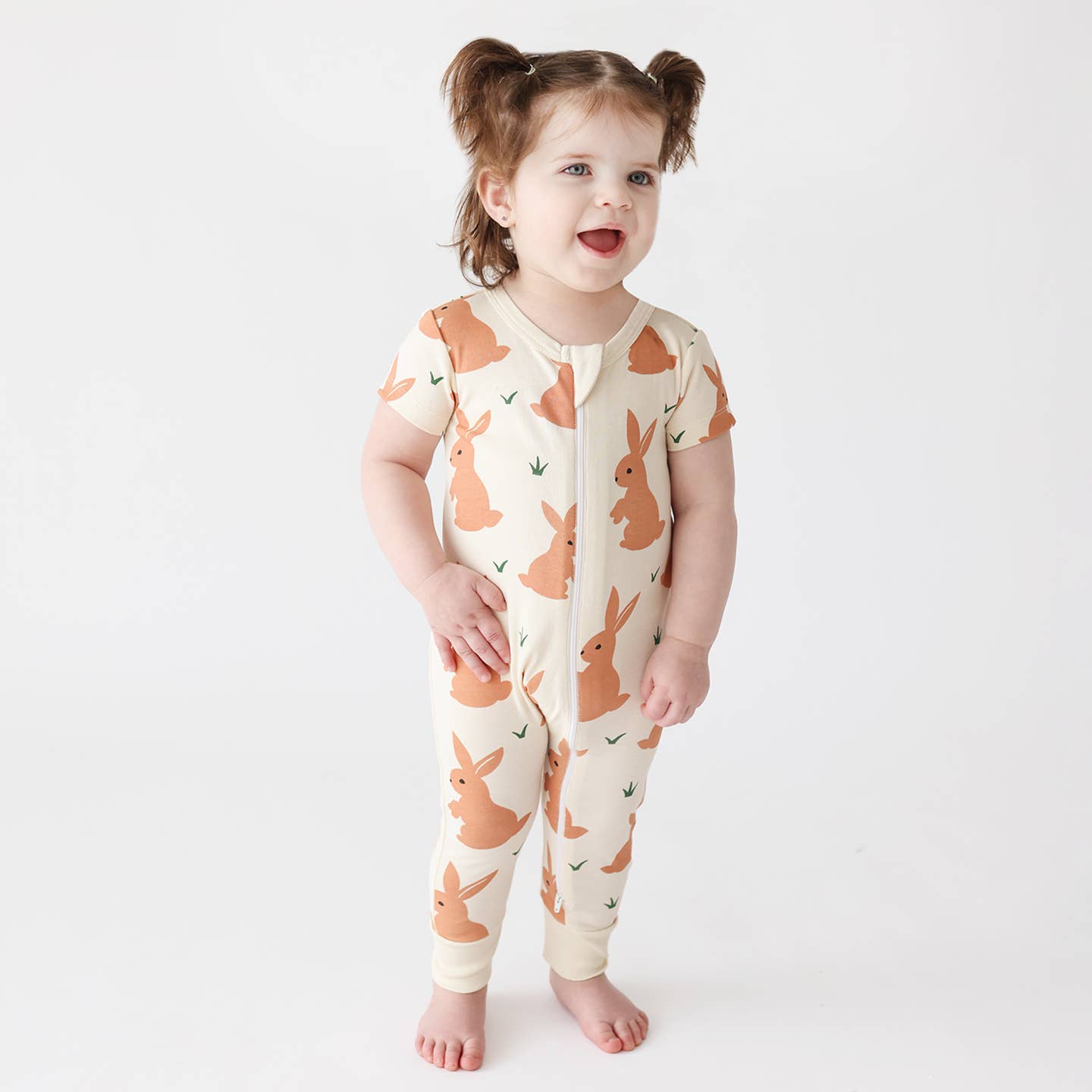 Signature Print '2-Way' Zip Romper - Short Sleeve