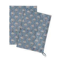 Bluebell Block Print Tea Towels set of 2