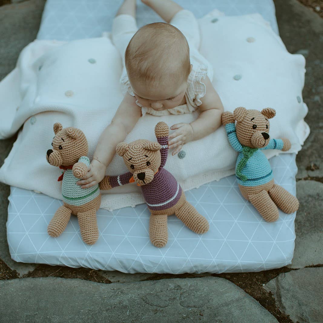 Handcrafted Velvety Boho Teddy Bears – Teal, Blue & Purple