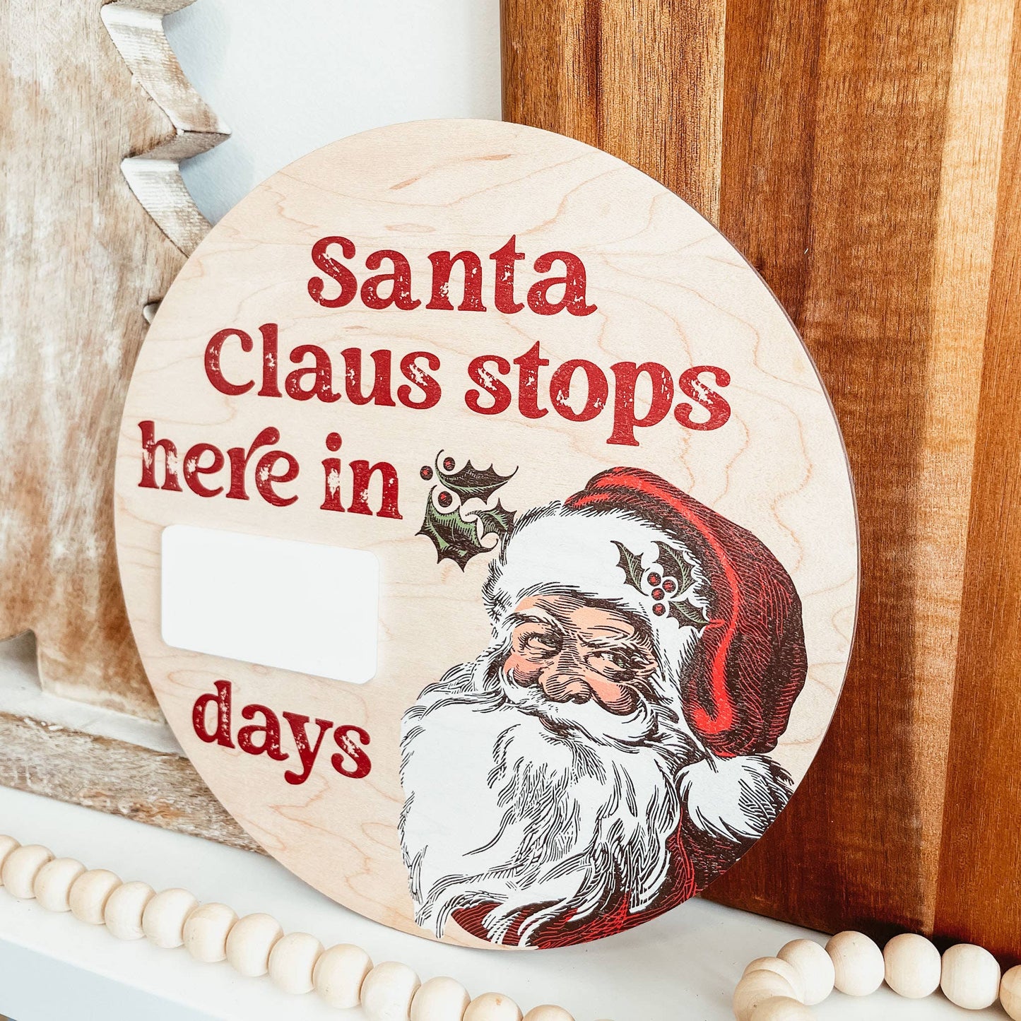 Vintage Santa Christmas Countdown Mini Sign
