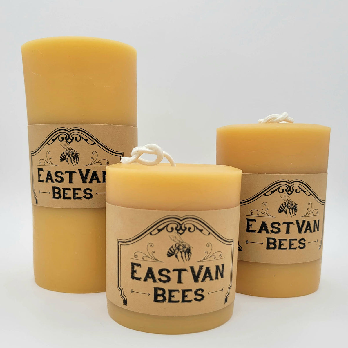 3" Wide 100% Beeswax Pillar Candle - Natural Beewax color