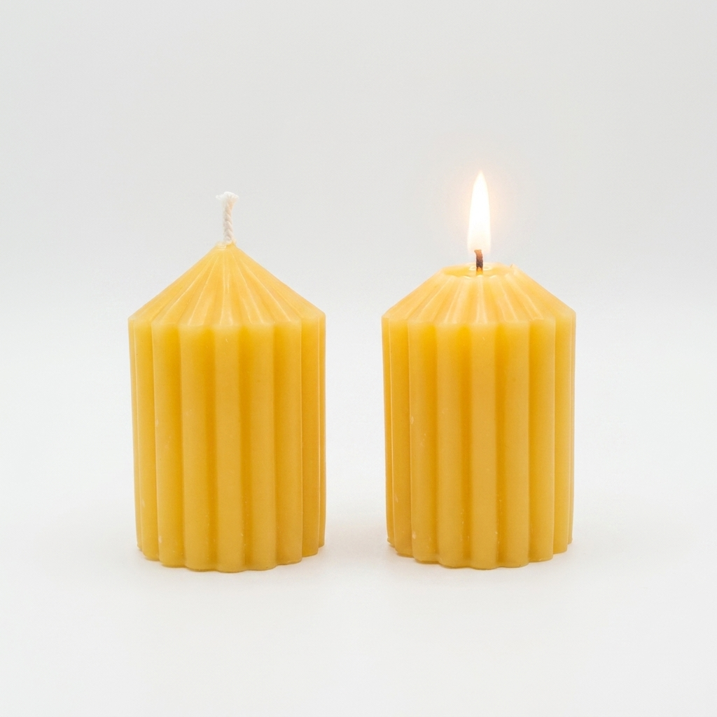 Ribbed Pillar 100% Canadian Beeswax