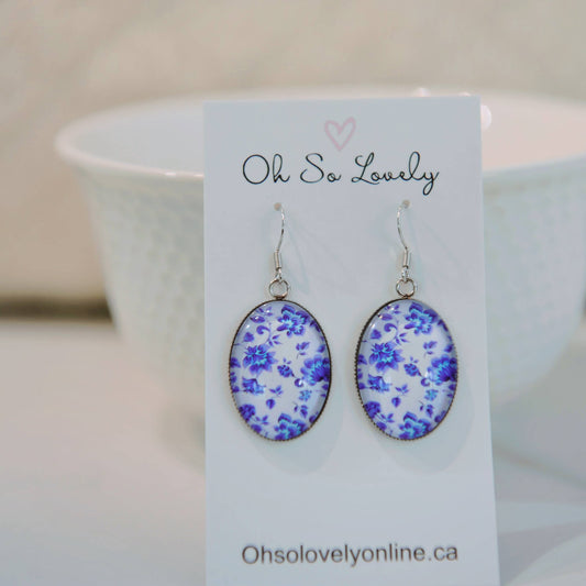 Santorini Florals Drop Glass Earrings