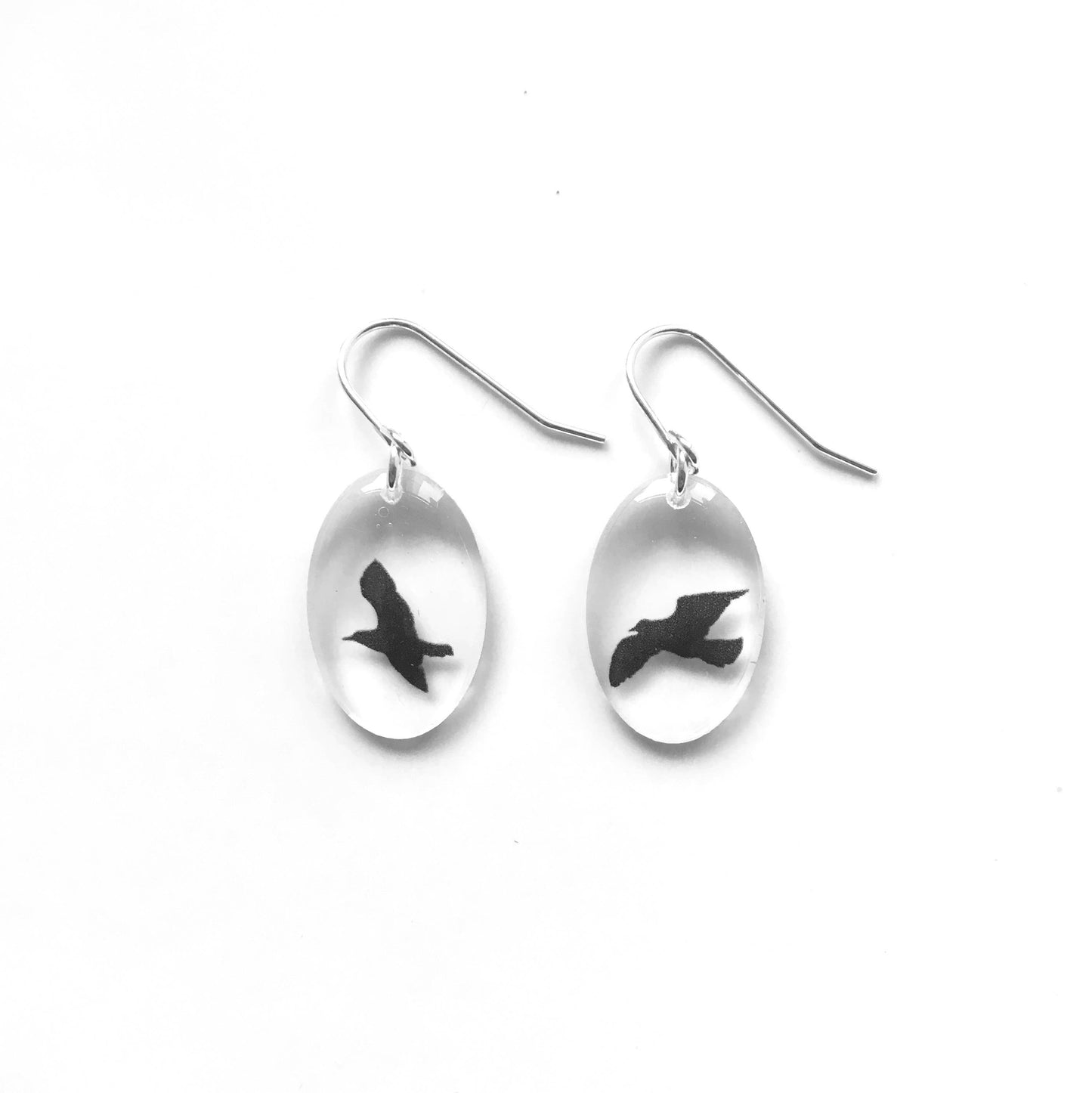 Small Oval Bird Earrings