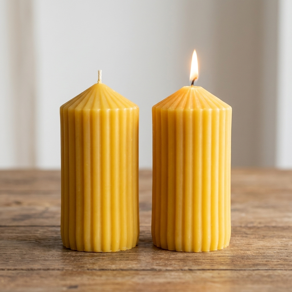 Ribbed Pillar 100% Canadian Beeswax