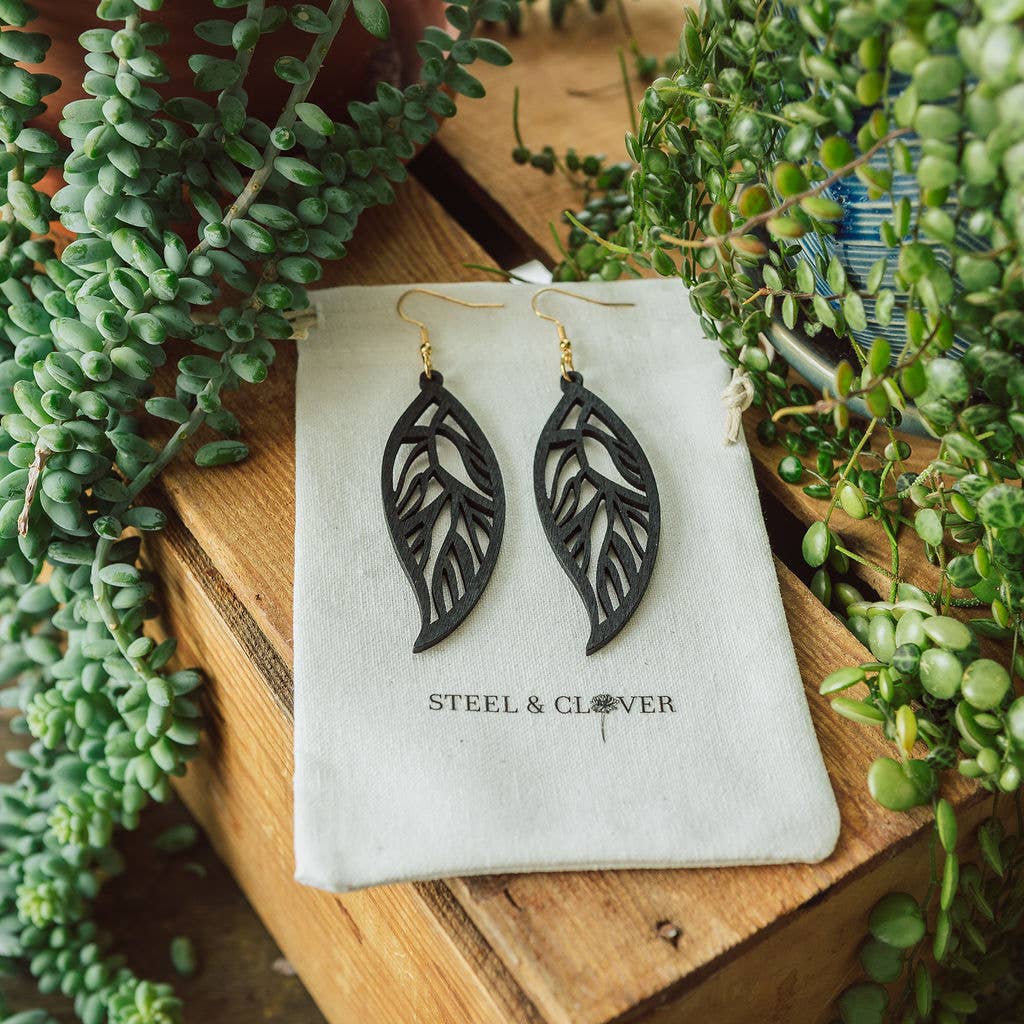 Willow Modern Chic Wooden Leaf Earring