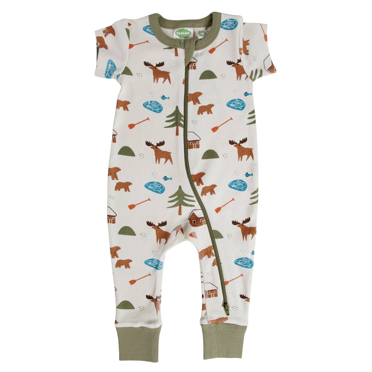 Signature Print '2-Way' Zip Romper - Short Sleeve