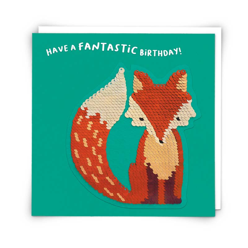 Fox Card With Reusable Reversible Sequin Patch