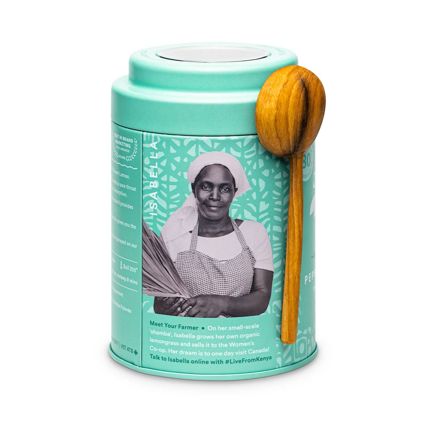 Peppermint Garden Tin & Spoon- Organic Fair-Trade Herbal Tea