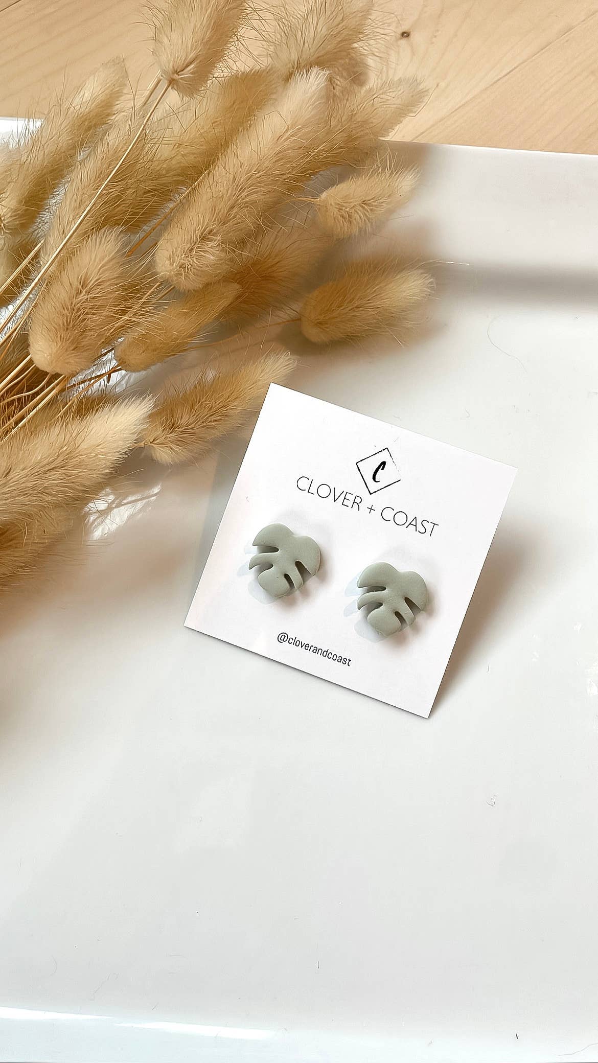 Polymer Clay Monstera Stud