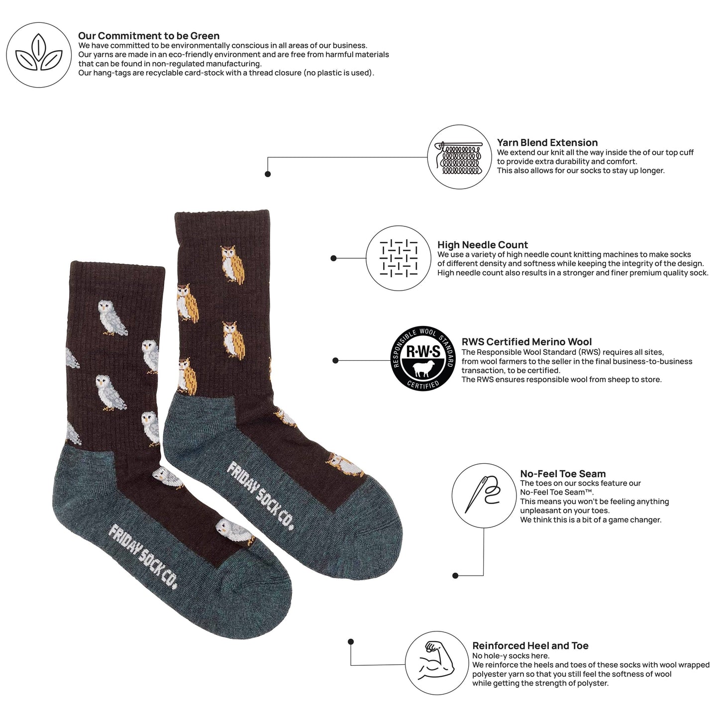 Women's Owl Merino Wool Socks