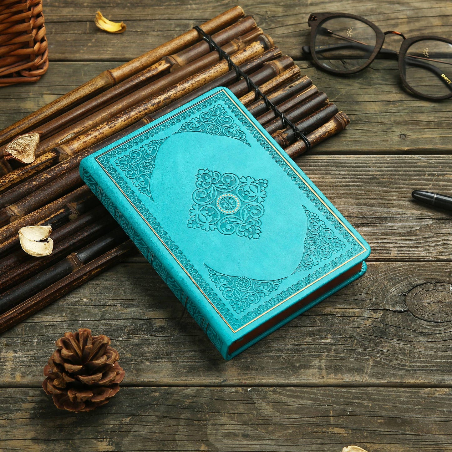 Vintage Classic Style Diary Notebook Vegan Leather (Teal)