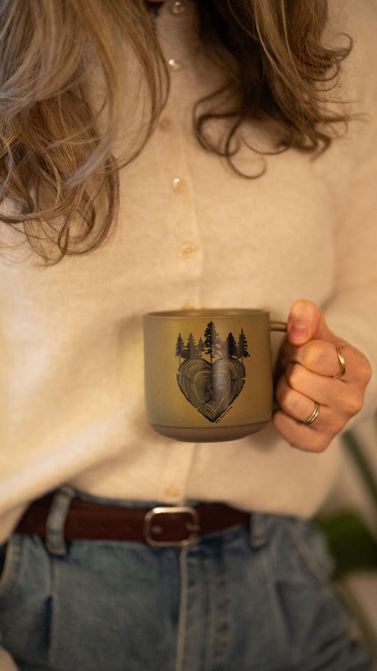 Ceramic Hand Drawn Mug - Heart tree