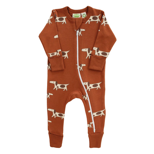 Organic 2 way zip Romper  Dogs