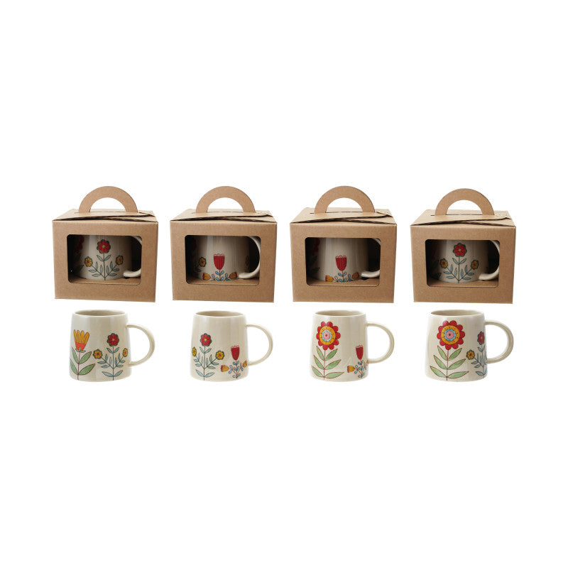 Hand Painted Flower Mug Stoneware 4 styles