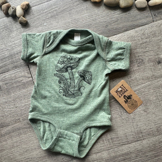Baby Onesie - Mushrooms - West Coast Karma