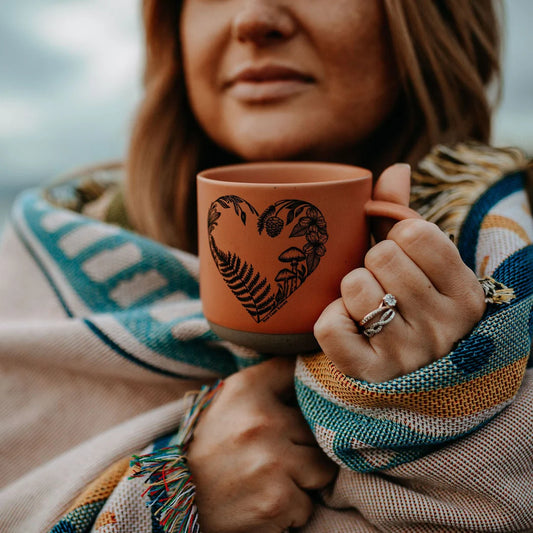 Ceramic Hand Drawn Mug - Fern Heart